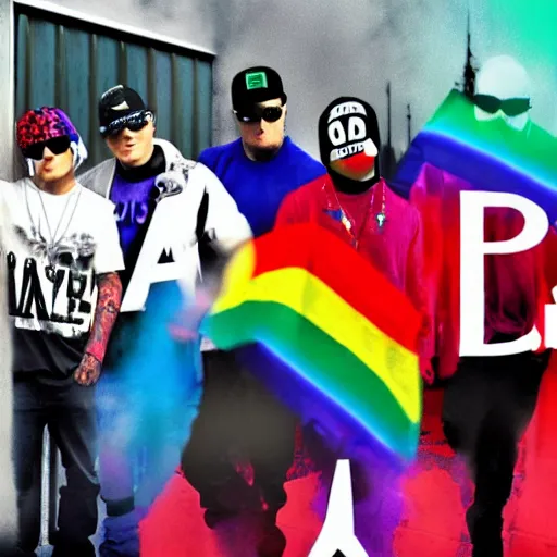 Image similar to hollywood undead but theyre based on pride flags