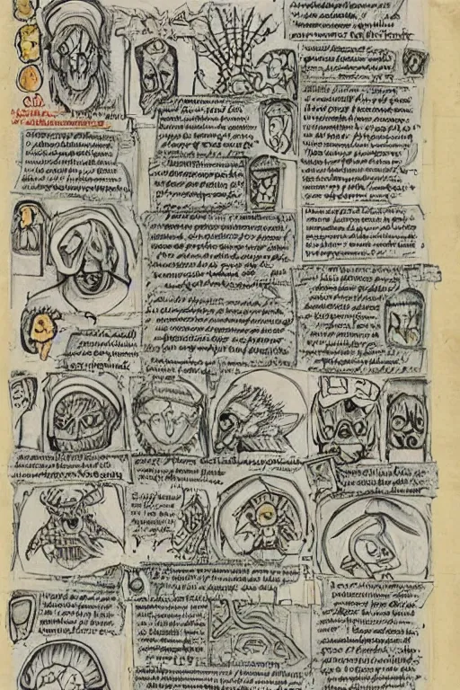 Image similar to disturbing pages from a hand drawn and written grimoire