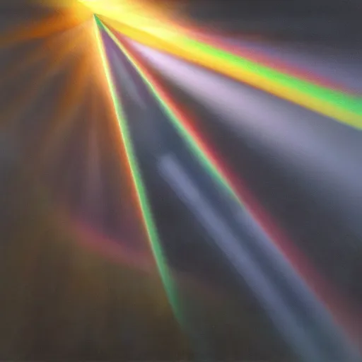 Image similar to rays of light diffracted through prism, by anthony van dyck, artstation