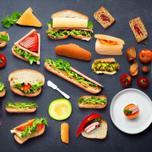 Image similar to knolling of a sandwich.