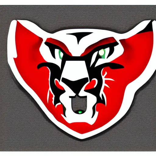 Prompt: concept cell shaded logo. Cougar. Red background.