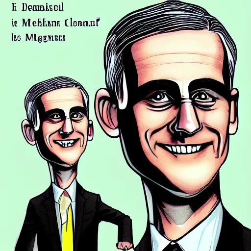 Prompt: digital illustration of secretary of denis mcdonough face, cover art of graphic novel, eyes replaced by glowing lights, glowing eyes, evil laugh, menacing, villain, clean lines, clean ink