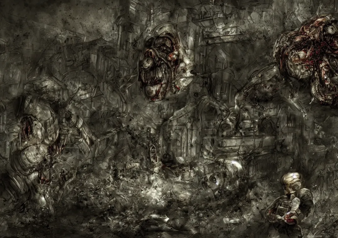 Prompt: super mario hiding, Resident Evil virus concept art, highly detailed, horror, scary, terrifying, horrific, hd 4k