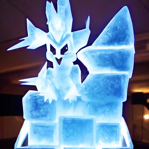 Image similar to ice sculpture of the pokemon zapdos