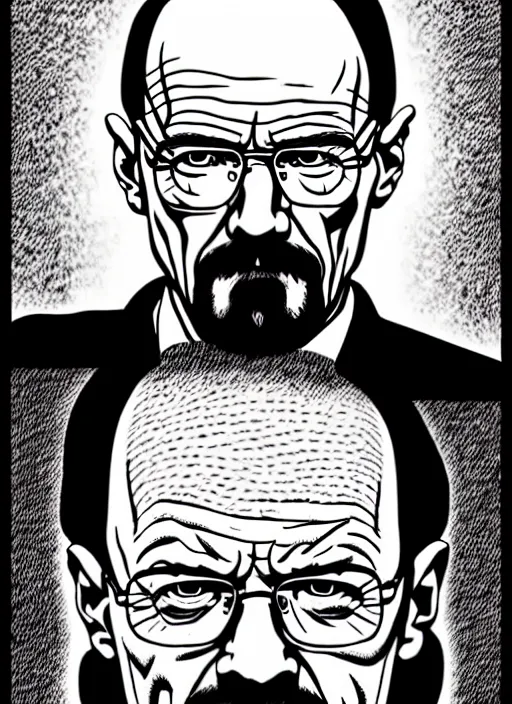 Image similar to portrait of walter white, intricate, highly detailed, illustration, art by junji ito, junji ito