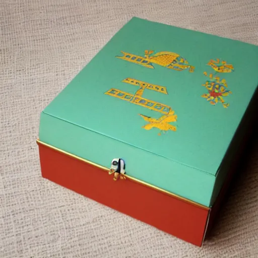 Image similar to vintage craft paper gift box for men, old school, wes anderson style