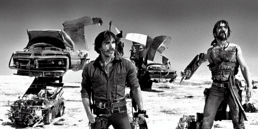 Image similar to film still of Christian Bale as Max in Mad Max 1979