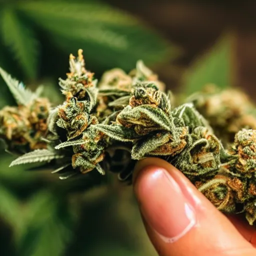 Image similar to photo of hand holding quality marijuana buds, 4 k, pov, closeup