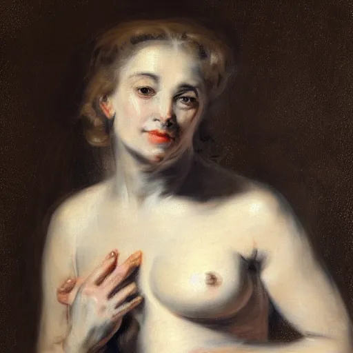 Prompt: study of a woman by peter paul rubens. chalk.