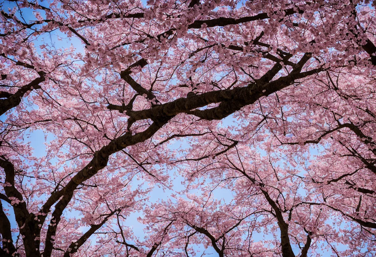 Image similar to looking up from under the cherry blossom trees f / 1. 9 6. 8 1 mm iso 4 0