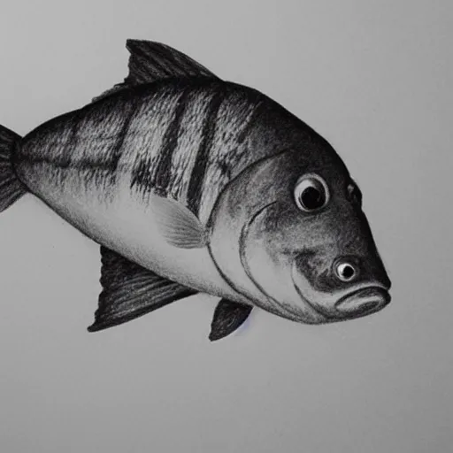Prompt: pencil illustration of a fish, highly detailed