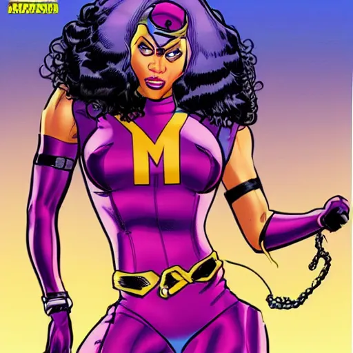 Image similar to nicki minaj as an x - men character, comic book cover, highly detailed