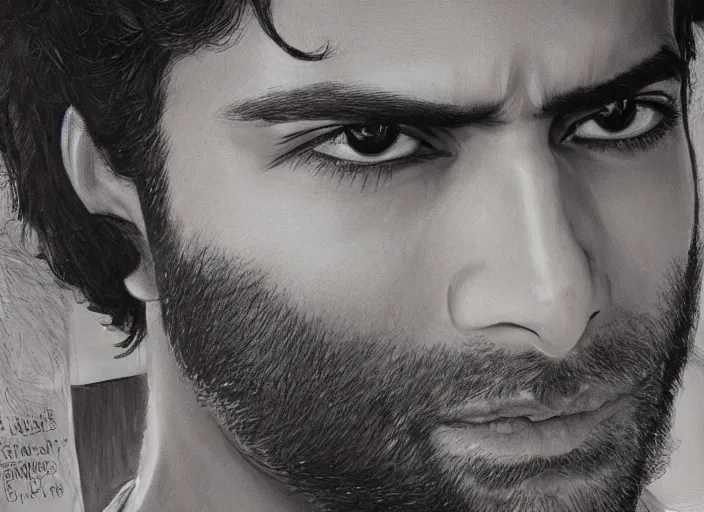 Prompt: a highly detailed beautiful portrait of ravi from ( izombie ) rahul kohli, james gurney, james jean