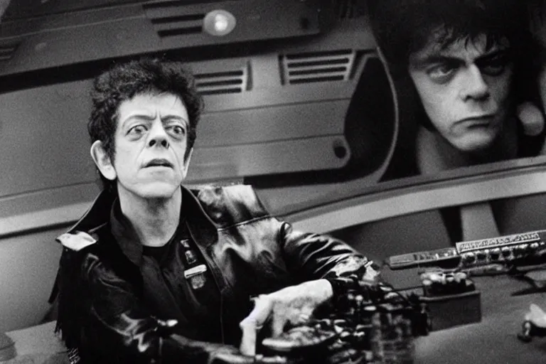 Prompt: lou reed on the bridge of a starship, movie still