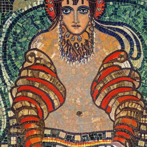 Image similar to beautiful roman mosaic of shiva the destroyer in the style of gustave klimt