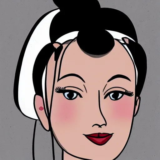 Image similar to a girl with white hair in a hairbun, by teabag. cartoon