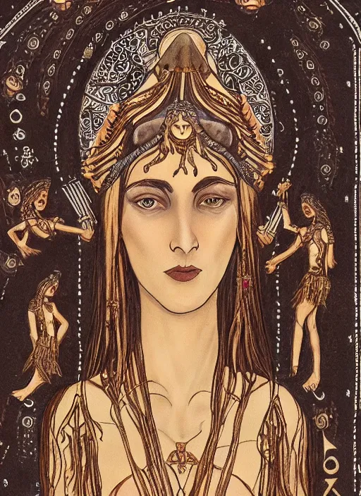 Prompt: marana : marzanna : mara : slavic goddess with six arms, detailed, cinematic, 4 k, intricate, rule of thirds