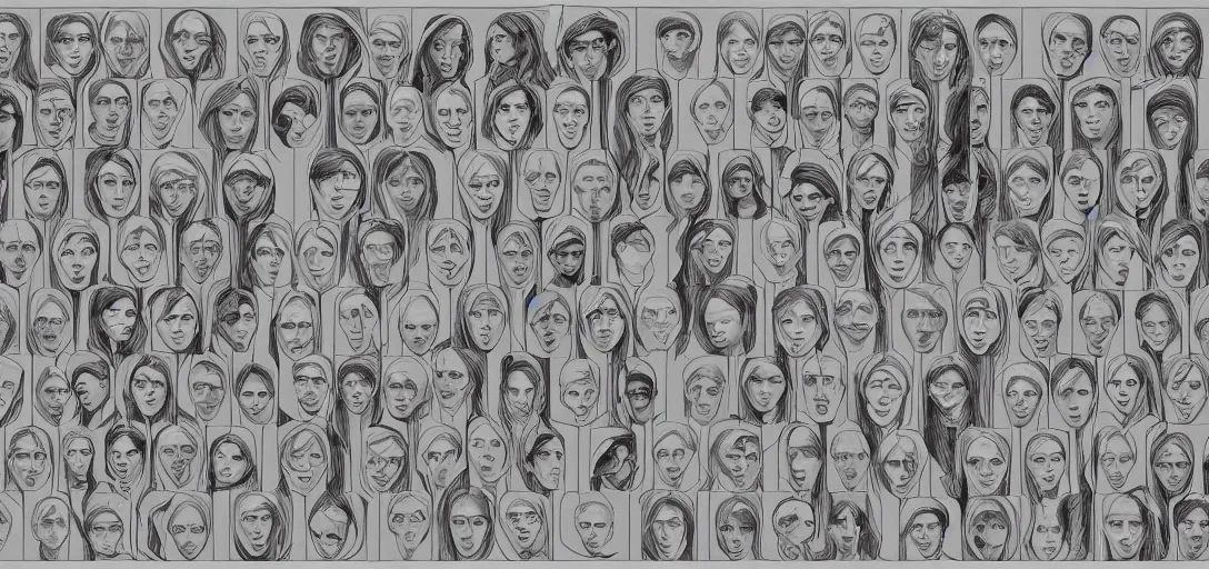 Prompt: symmetry! portrait of multiple human in solid silhouettes, posing, mooc, organic and intricate, elegant, highly detailed, concept art, smooth lines, sharp focus, illustration, high contrast, shadows, painted with thin colored pencils on white, 8 k