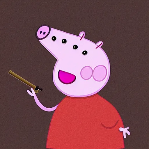 Prompt: “ peppa pig holding a rifle ”