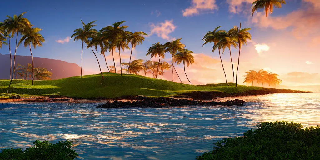 Image similar to Kapalua maui Hawaii, unreal 5, hyperrealistic, realistic, photorealistic, dynamic lighting, highly detailed, cinematic landscape, studio landscape, studio lighting