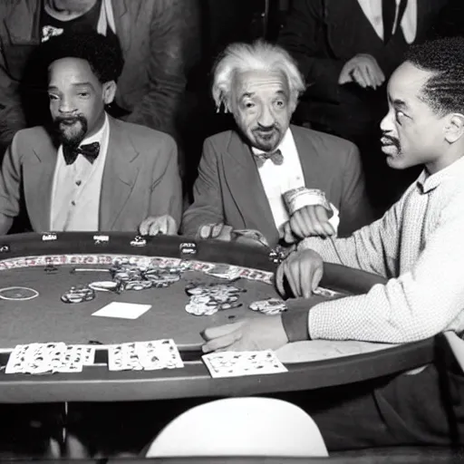 Image similar to Albert Einstein playing poker with will Smith