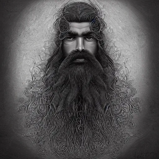 Prompt: bearded male druid gray skin with vines as hair detailed fantasy digital art