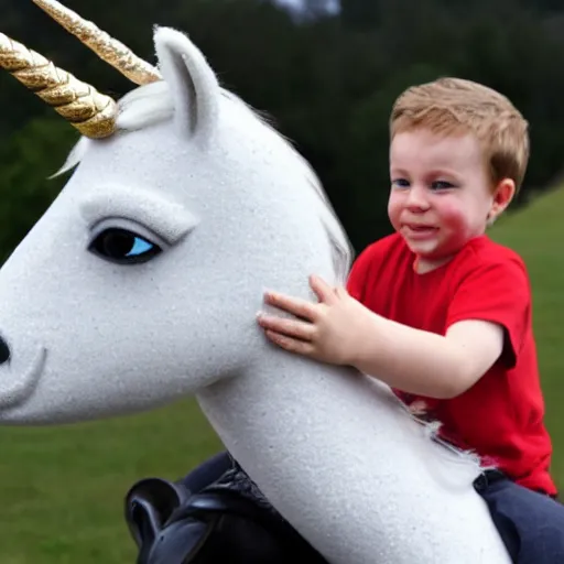 Image similar to ctuhulhus and tom cruises son riding an unicorn