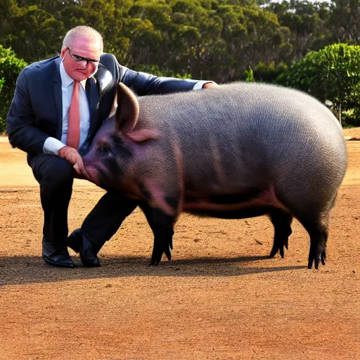 Image similar to scott morrison pig hybrid man boar creature australian politician