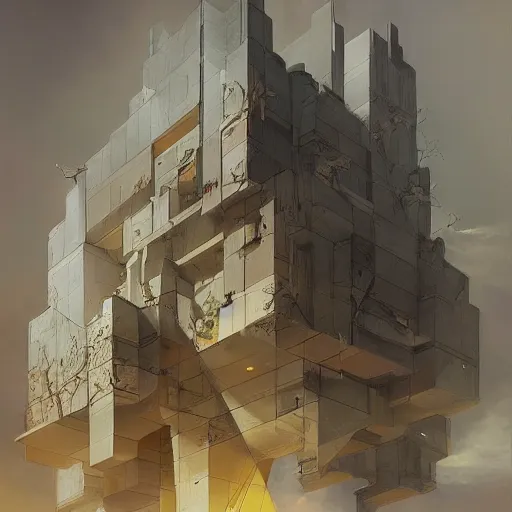 Image similar to architectural dream by peter eisenman in the style of peter mohrbacher