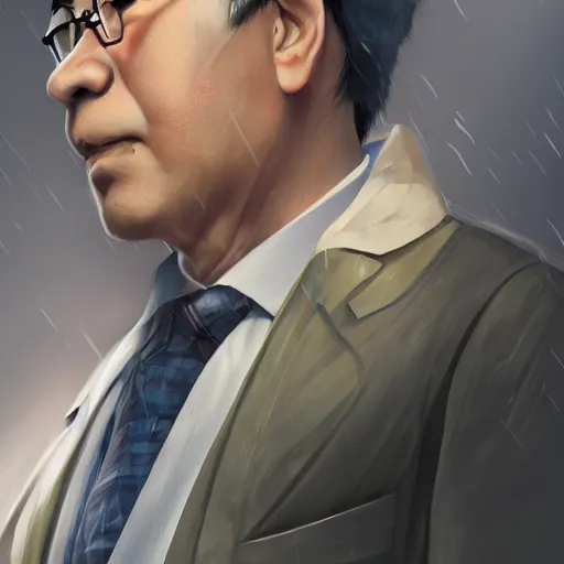 Image similar to Haruhiko Kuroda as Muzan Kibutsuji, digital art, cgsociety, artstation, trending, 4k