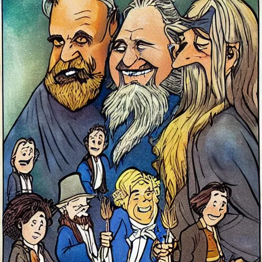 Image similar to the fellowship of the ring illustrated by dr seuss