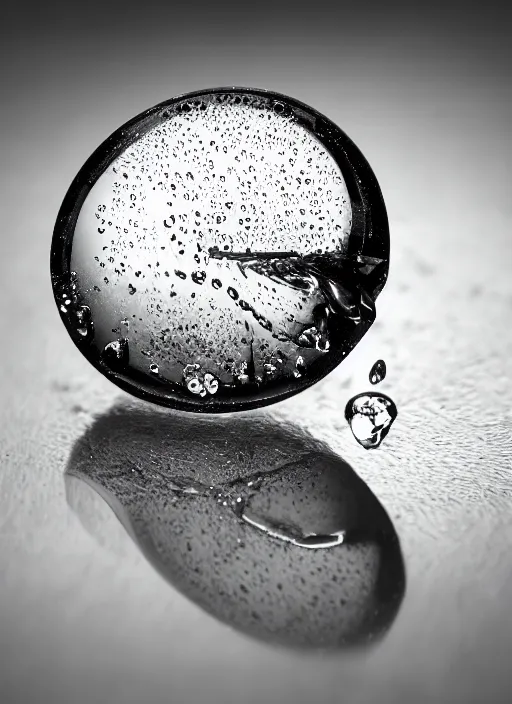 Image similar to portrait of a stunningly beautiful water drop, highly detailed, 3 5 mm photo, artstation, concept art, sharp focus, 2 8 mm macro photo