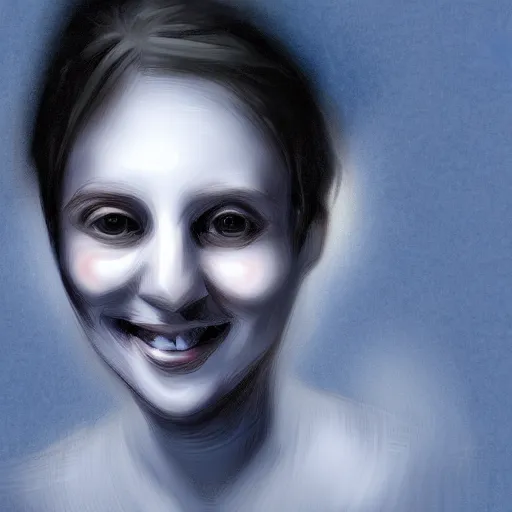 Image similar to smiling ghost portrait, digital art