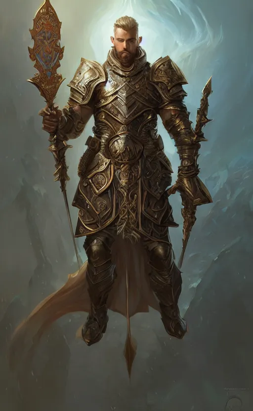 Prompt: male paladin oath of glory, d & d, fantasy, intricate and very beautiful and highly detailed, elegant, digital painting, artstation, concept art, matte, smooth and sharp focus, illustration, art by tian zi and wlop and alsphonse mucha and artgerm and greg rutkowski