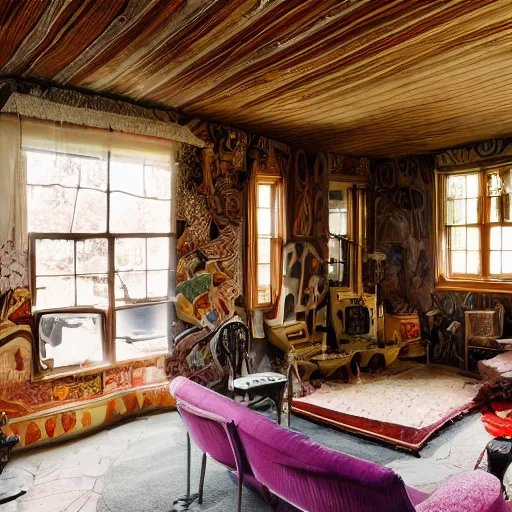 Image similar to interior of a house designed by frank zappa, award - winning photograph, canon eos 5 d mark iv, fujifilm x - t 4