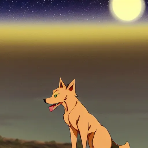 Image similar to modern anime still of beastars jack the anthro male golden retreiver in a boarding school uniform, side view of him, on a moonlit beach at night, official studio anime still