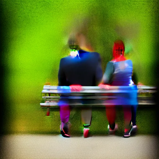 Image similar to a couple sitting on a park bench