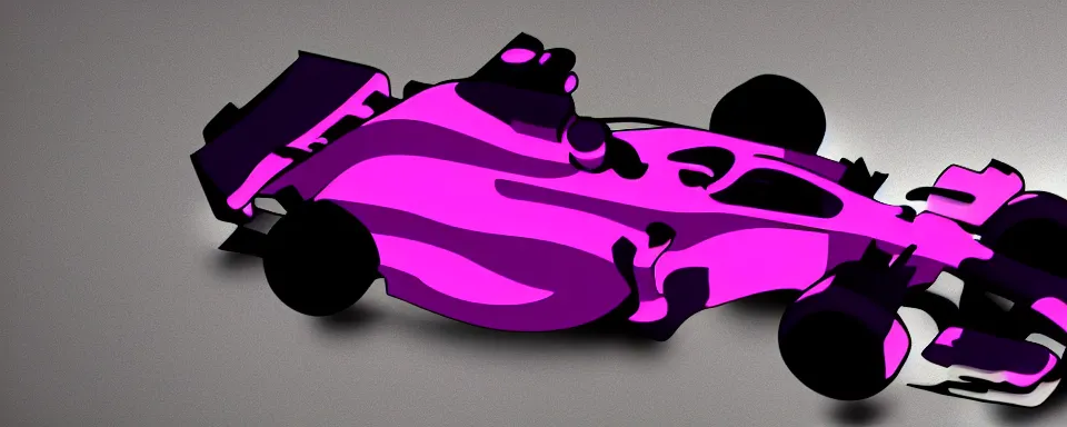 Image similar to abstract illustration of a formula one car, purple and pink