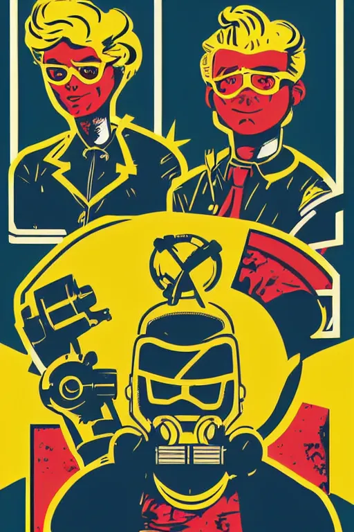 Image similar to fallout 7 6 retro futurist illustration art by butcher billy, sticker, colorful, illustration, highly detailed, simple, smooth and clean vector curves, no jagged lines, vector art, smooth andy warhol style