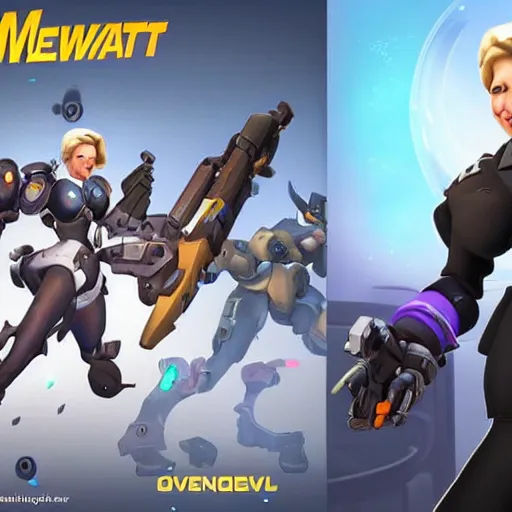 Prompt: new overwatch character, margaret thatcher, the iron lady