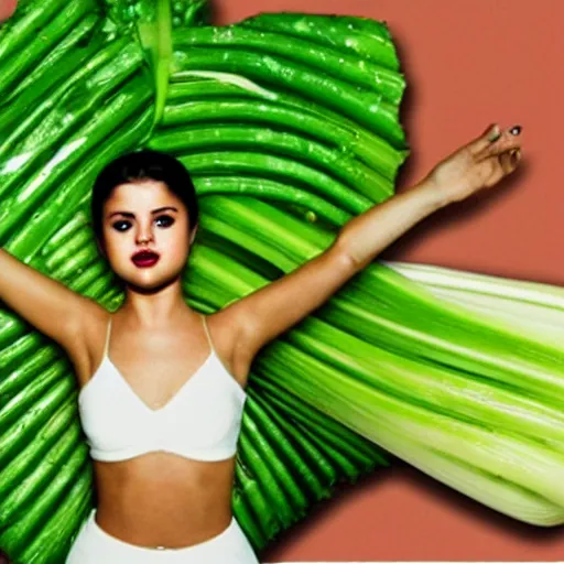 Prompt: selena gomez as celery photoshop