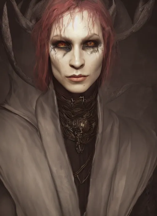 Prompt: A mixed media portrait painting of a elven vampire sorcerer in a atmospheric dark dungeon, unreal 5, DAZ, hyperrealistic, octane render, RPG portrait, ambient light, dynamic lighting