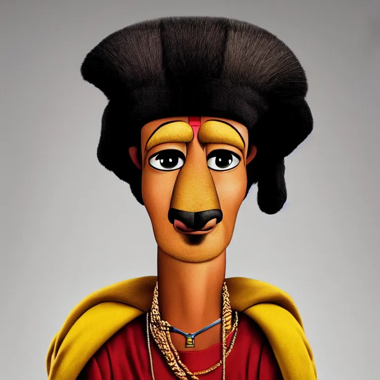 Image similar to A photo of Emperor Kuzco!!!!!!!!!!!!!!!!!!. Portrait! by Martin Schoeller. Close-up. Low Light. 8K. UHD. Post production.