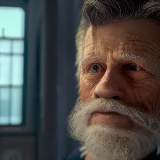 Image similar to tom holland as an old man with a beard as the new doctor who, cinematic, volumetric lighting, f 8 aperture, cinematic eastman 5 3 8 4 film, photorealistic