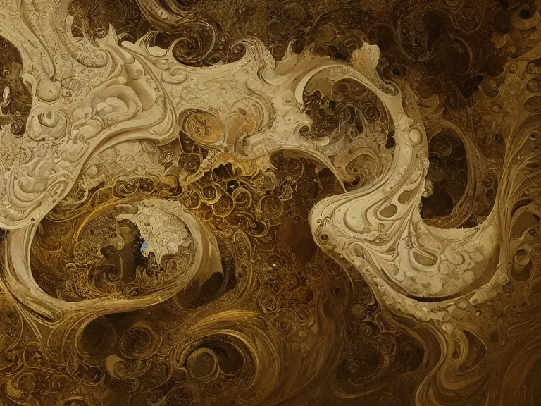 Image similar to an abstract painting of fractal ivory by moebius carl spitzweg and tuomas korpi. baroque elements, full-length view. baroque element. intricate artwork by caravaggio. Trending on artstation. 8k