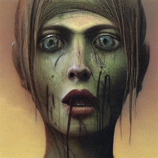 Image similar to female marthian by Beksinski