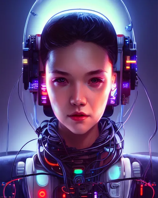 portrait, cute, cyberpunk, wires, horror, happy, | Stable Diffusion ...