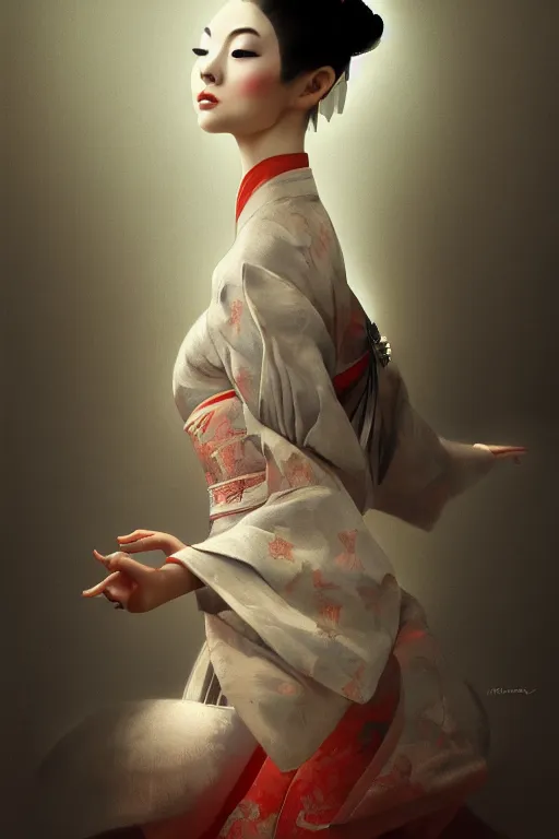 Prompt: geisha prima ballerina, intricate, portrait, elegant, volumetric lighting, digital painting, highly detailed, artstation, sharp focus, illustration, concept art, ruan jia, steve mccurry