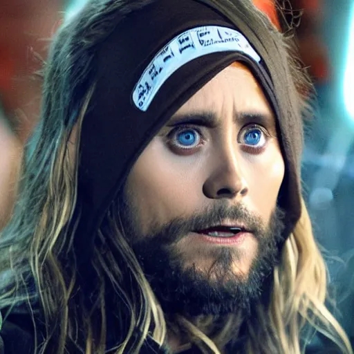 Prompt: jared leto in outer space