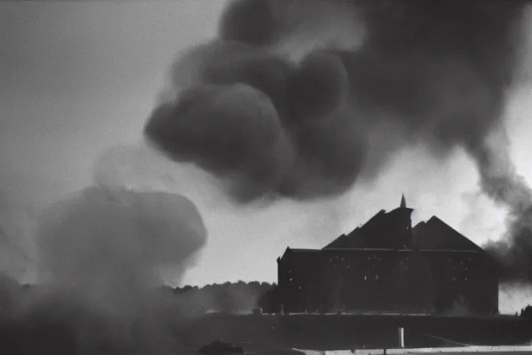 Prompt: dark smoke cloud in the shape of a pipe organ, 8 0 mm film, high detail